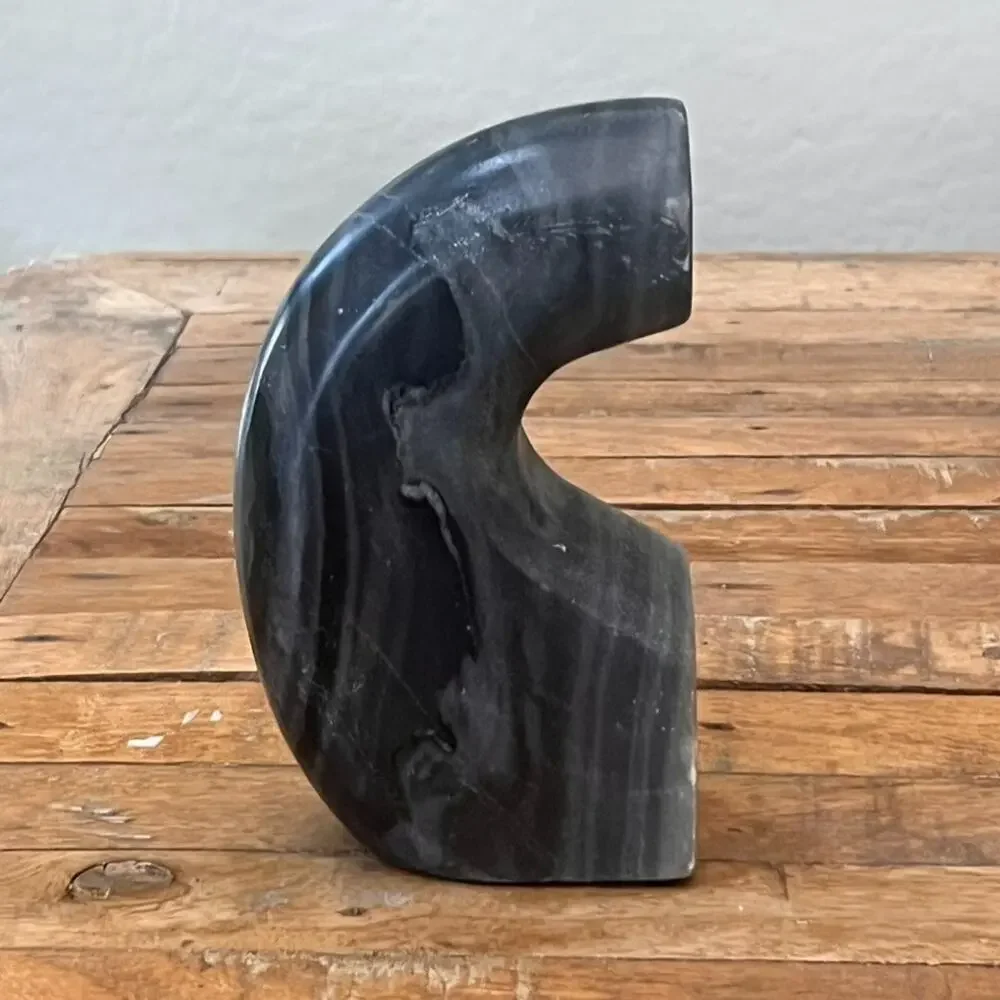 Perry Ellis x Mela Artisans Abstract Black Marble Sculpture 6.5 in Home Decor